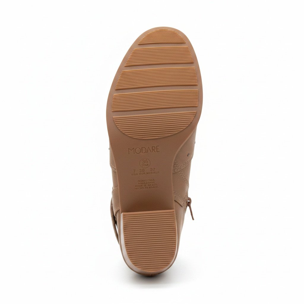 Bota Modare Moderna Castanho Salto Bloco Ziper Lateral Marrom 6