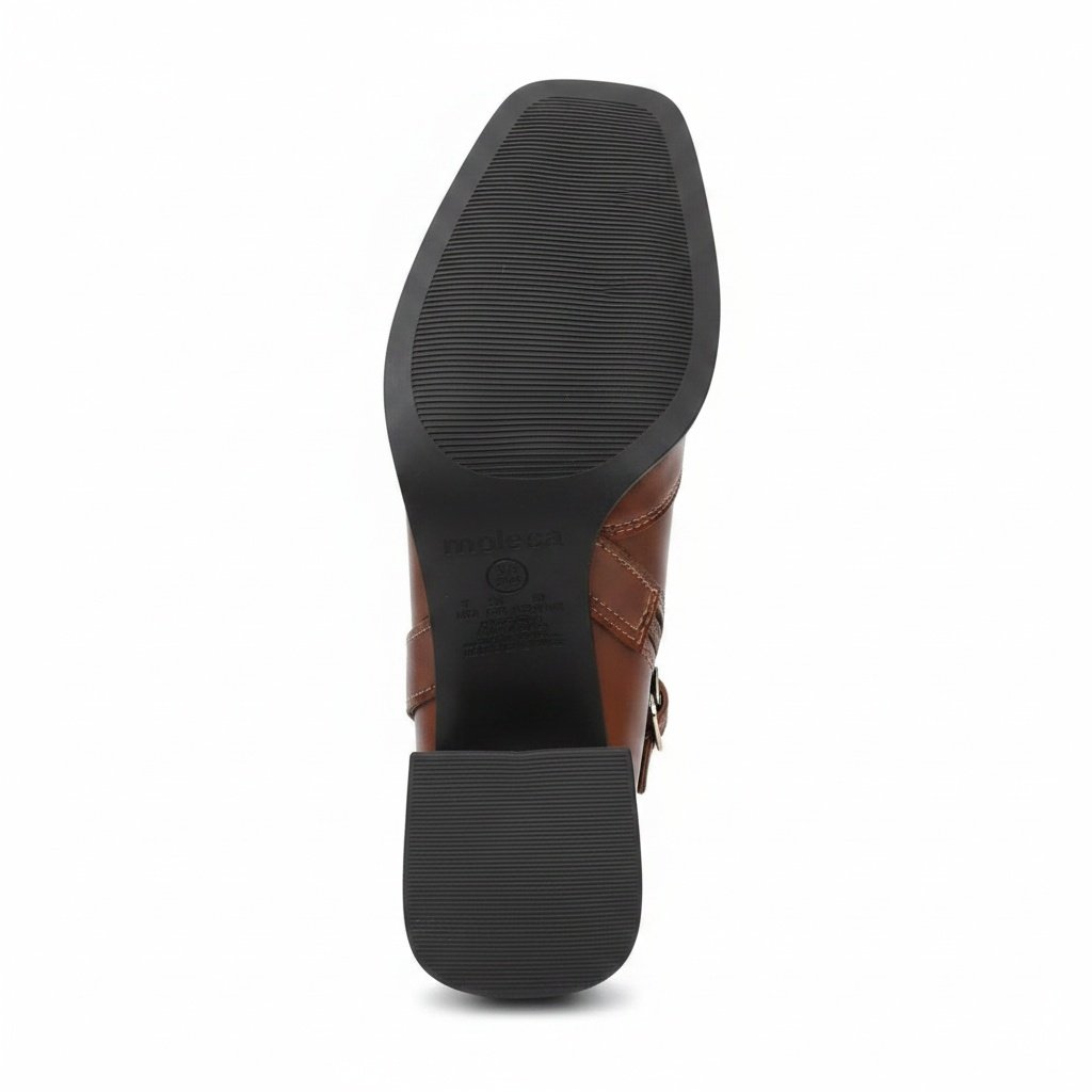 Bota Moleca Marrom Salto Bloco Fivela Strass Casual Marrom 6