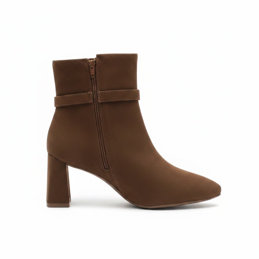 Bota Beira Rio Cano Curto Camel Salto Bloco Toque Dourado Marrom 5