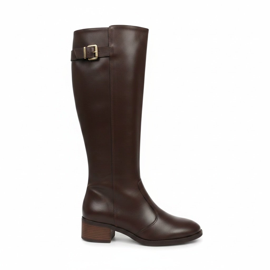 Bota Cano Alto Beira Rio Cafe Salto Bloco Elegancia Versatil Marrom 3