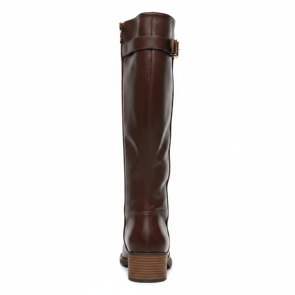 Bota Cano Alto Beira Rio Cafe Salto Bloco Elegancia Versatil Marrom 5