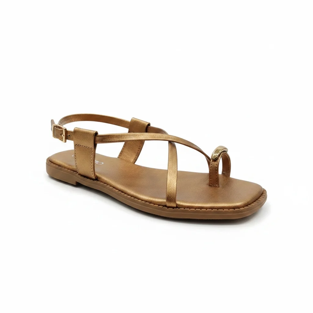 Sandalia Beira Rio Feminino Bronze Bico Quadrado 