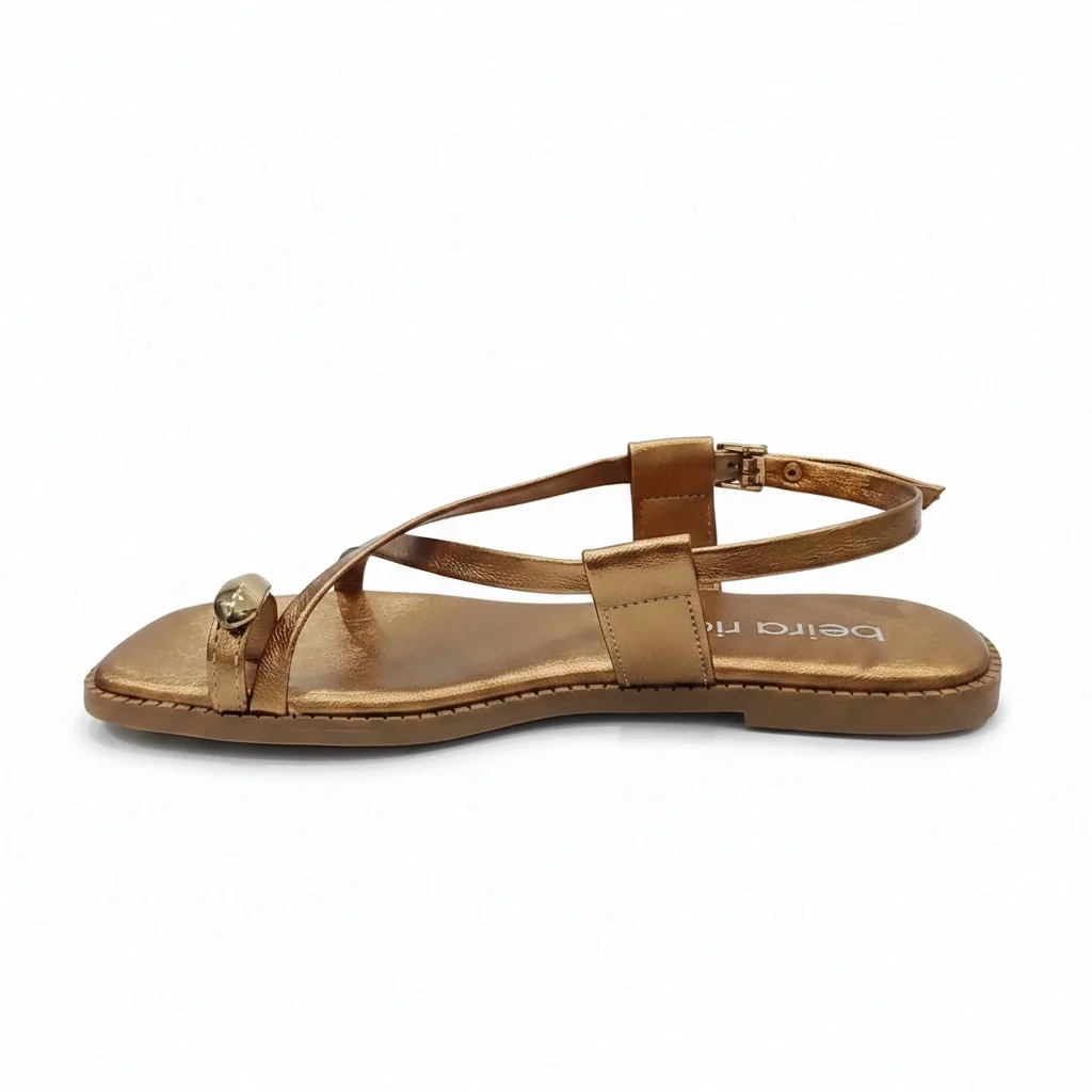 Sandalia Beira Rio Feminino Bronze Bico Quadrado  Bronze 5
