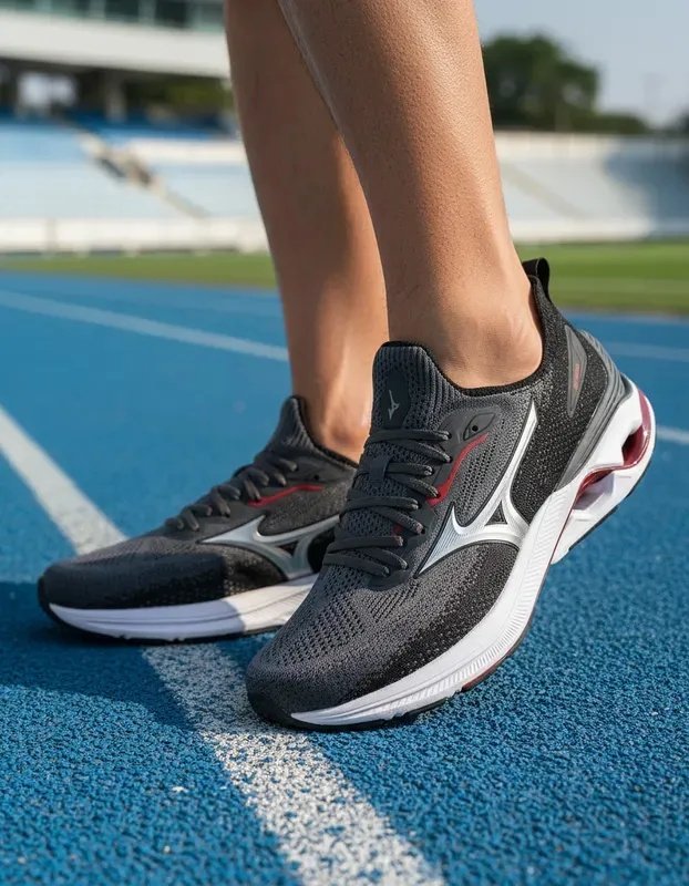 mi Mizuno Wave Mirai 8 Chumbo Preto Amortecimento Adaptativo Cinza