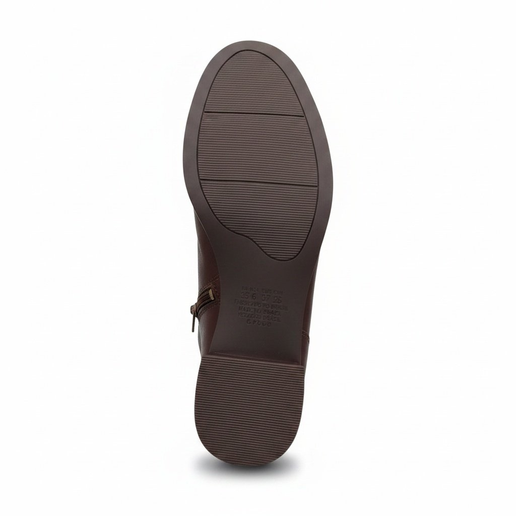 Bota Cano Curto Campesi Pinhao Couro Legitimo Salto Bloco Marrom 5