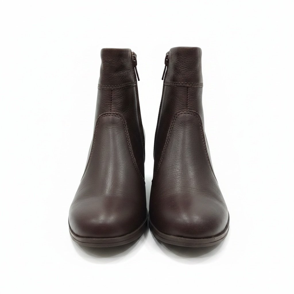 Bota Cano Curto Campesi Pinhao Couro Legitimo Salto Bloco Marrom 6