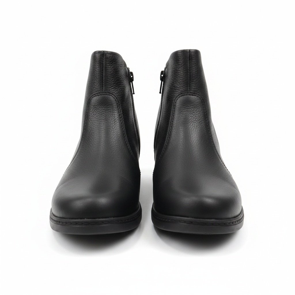 Bota Campesi Couro Salto Bloco Preto Conforto Urbano Preto 2