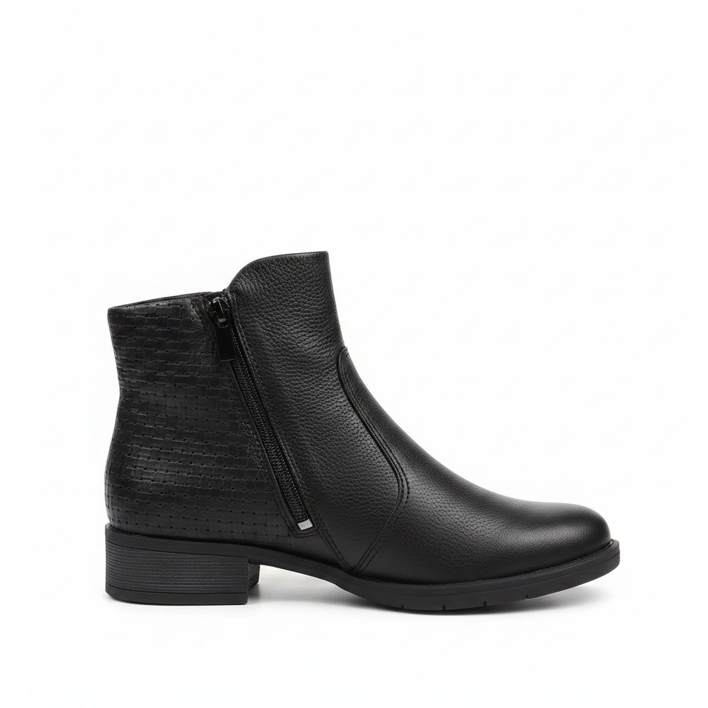 Bota Campesi Couro Salto Bloco Preto Conforto Urbano Preto 4