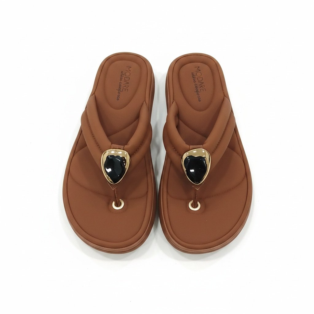 Modare Chinelo Avela Elegancia Casual Palmilha Ultra Macia Marrom 4