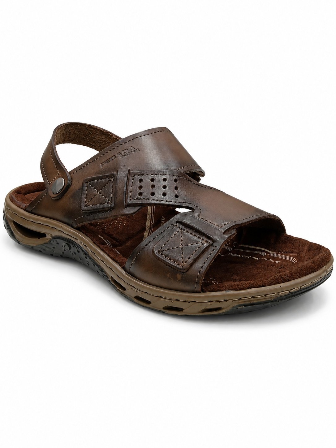 Sandalia Pegada Masculina Couro Cravo Conforto Anatomico