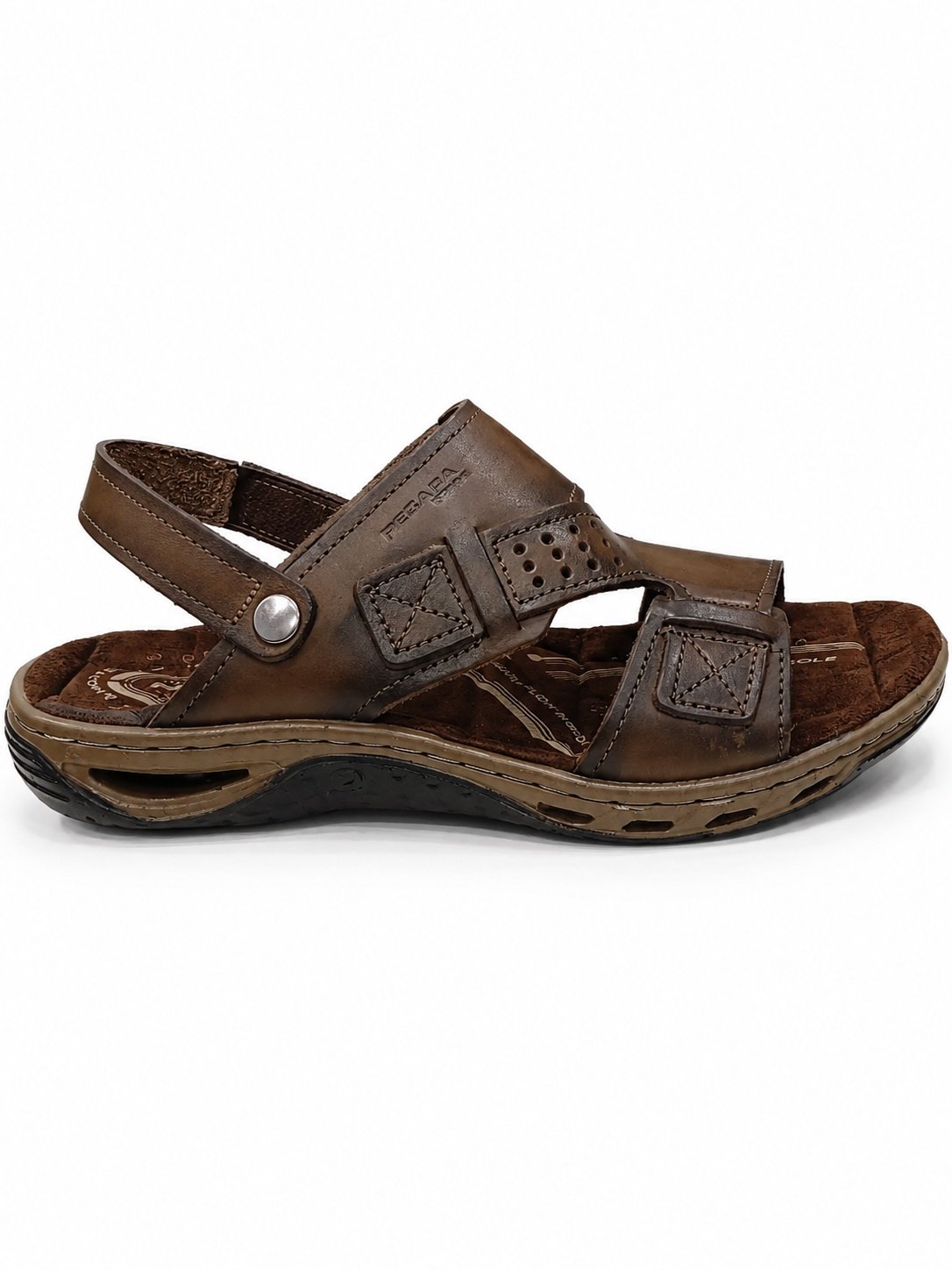 Sandalia Pegada Masculina Couro Cravo Conforto Anatomico Marrom 3