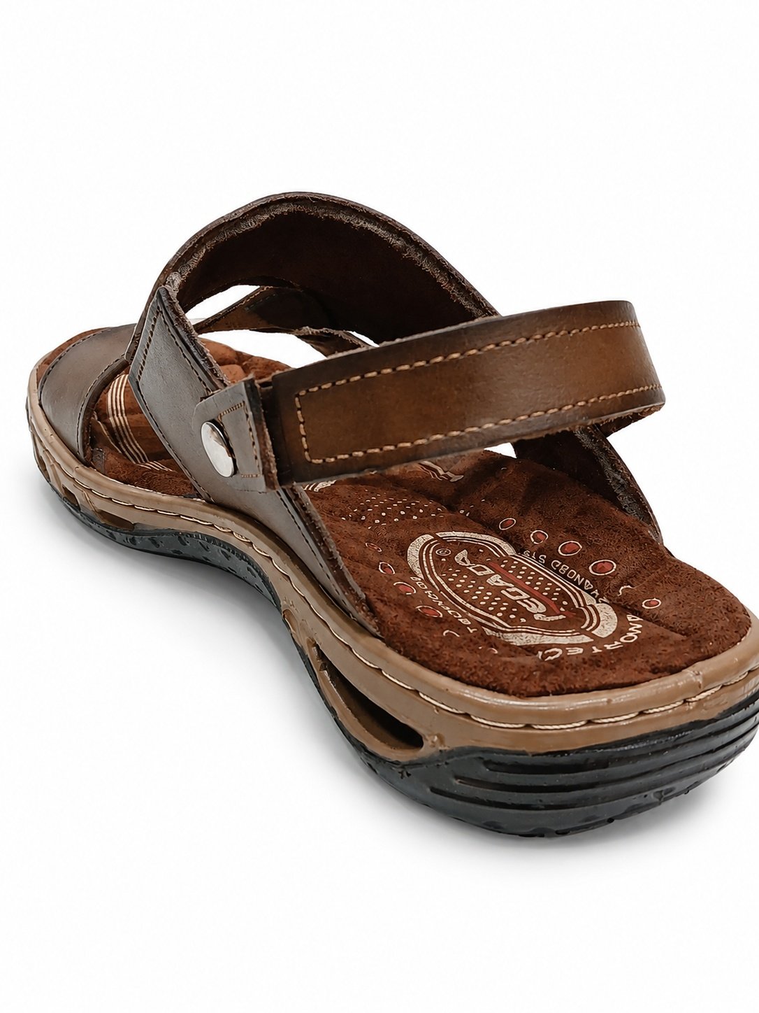 Sandalia Pegada Masculina Couro Cravo Conforto Anatomico Marrom 4