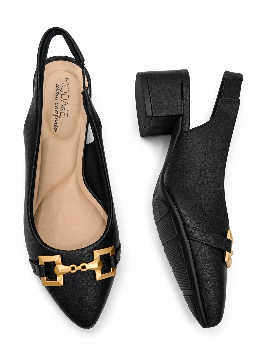 Modare Salto Bloco Preto Bico Fino Conforto Absoluto Preto 5