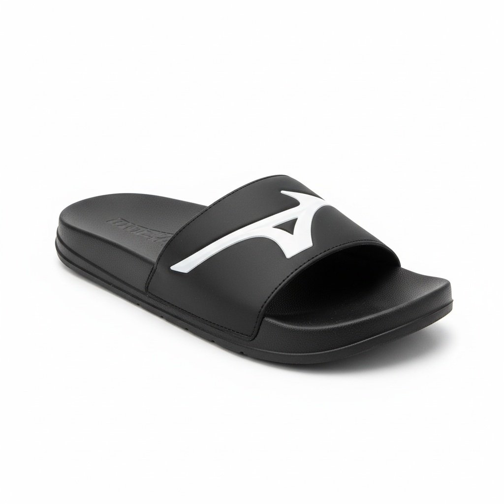 Chinelo Mizuno Slide Basic Masculino Preto Branco Uso Diario