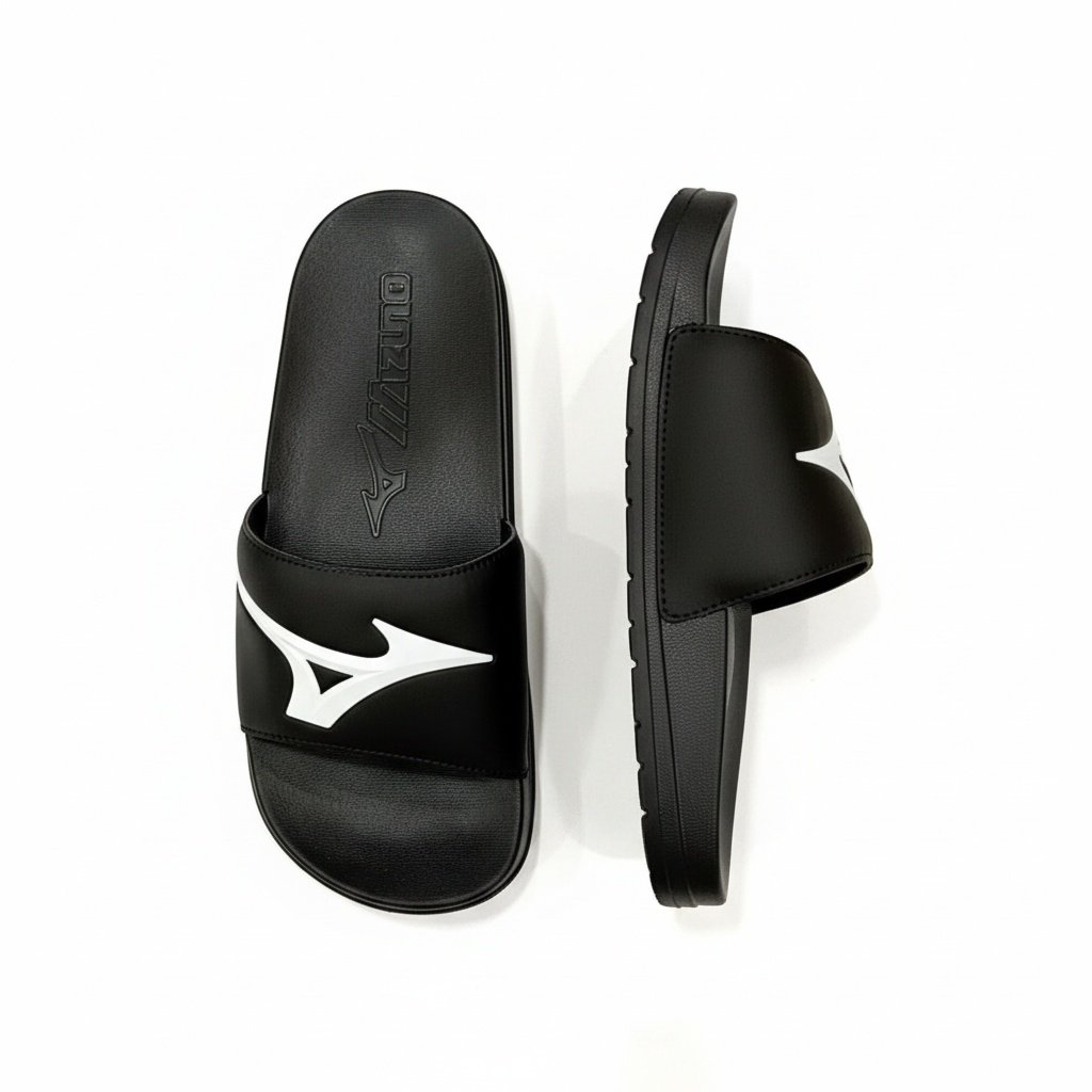 Chinelo Mizuno Slide Basic Masculino Preto Branco Uso Diario Preto 4