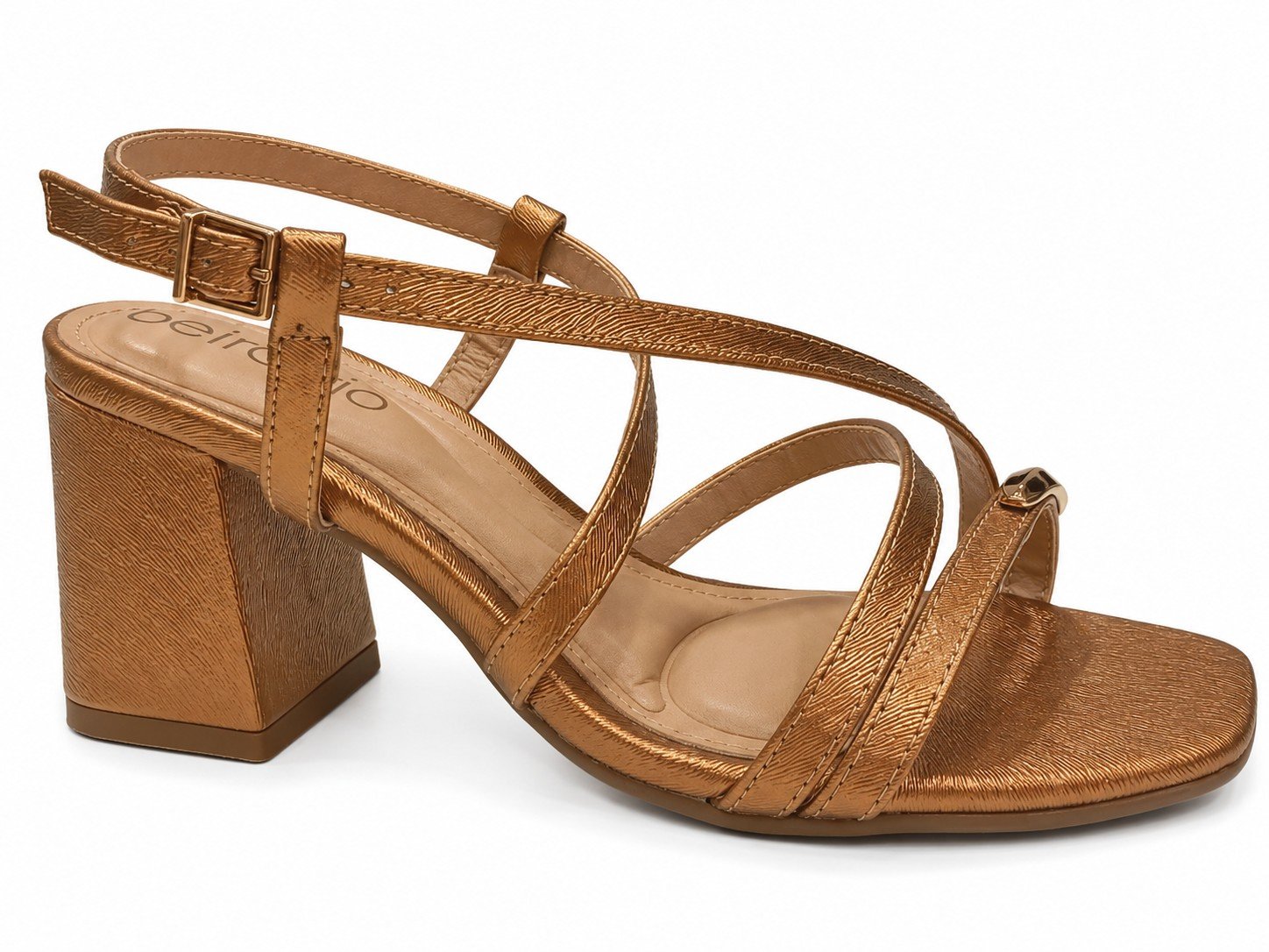 Beira Rio Sandalia Salto Bloco Bronze Elegancia Versatil Marrom 3