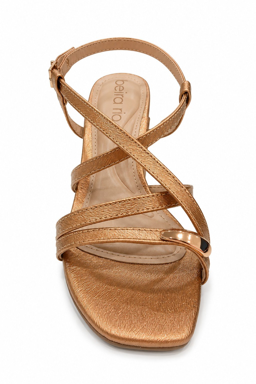 Beira Rio Sandalia Salto Bloco Bronze Elegancia Versatil Marrom 4