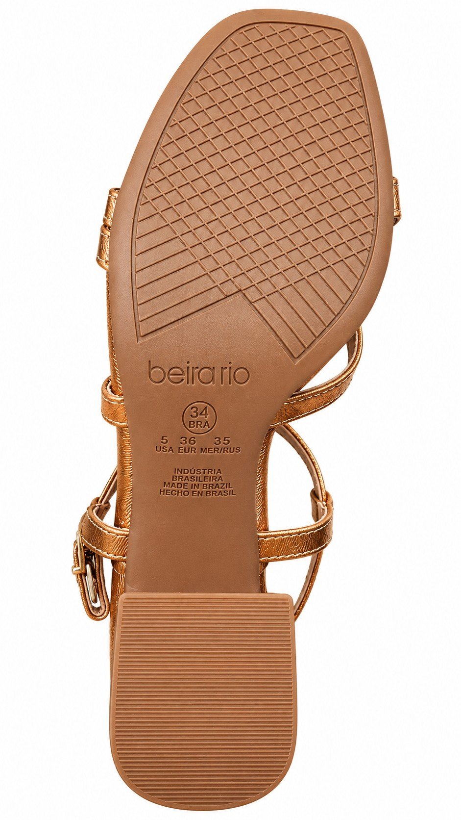 Beira Rio Sandalia Salto Bloco Bronze Elegancia Versatil Marrom 6