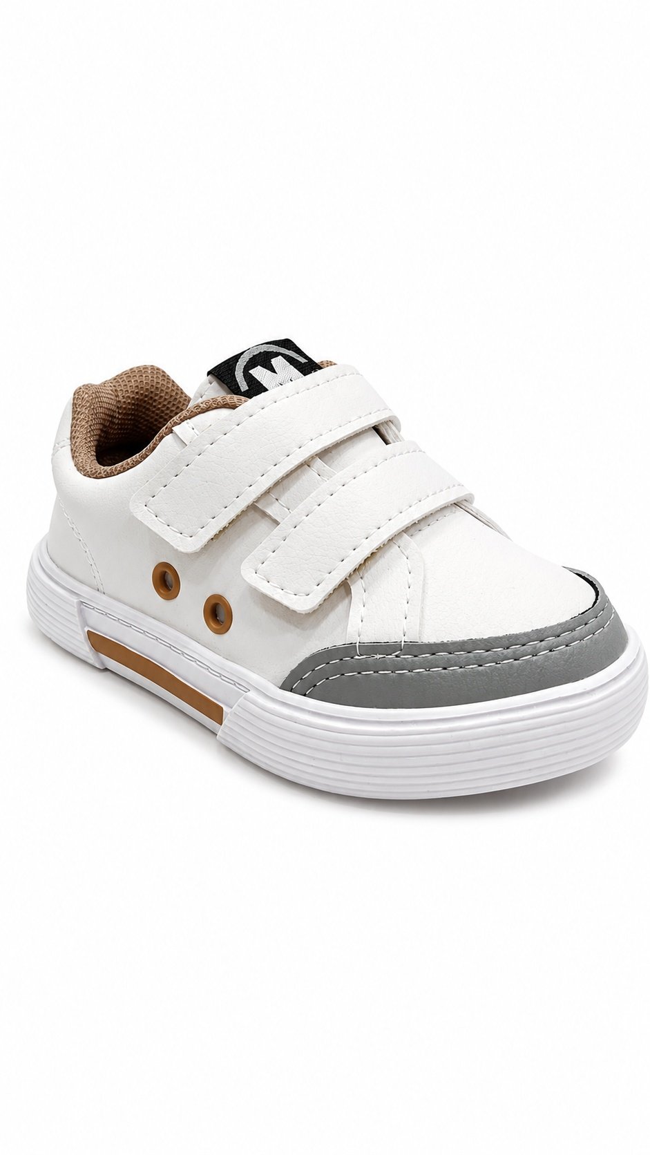 Molekinho Tenis Infantil Branco Cinza Ajuste Velcro 