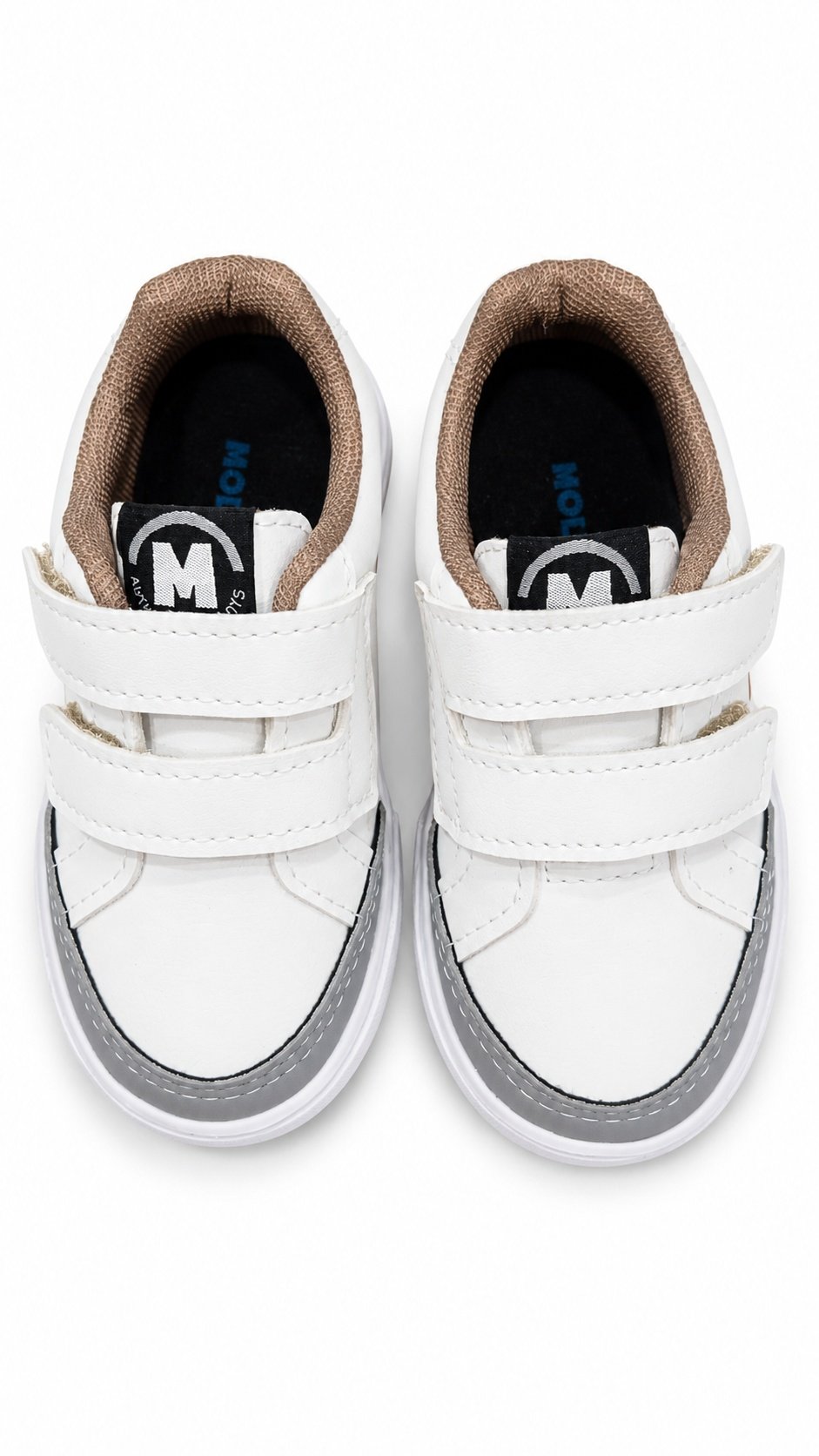Molekinho Tenis Infantil Branco Cinza Ajuste Velcro  Branco/Cinza 2