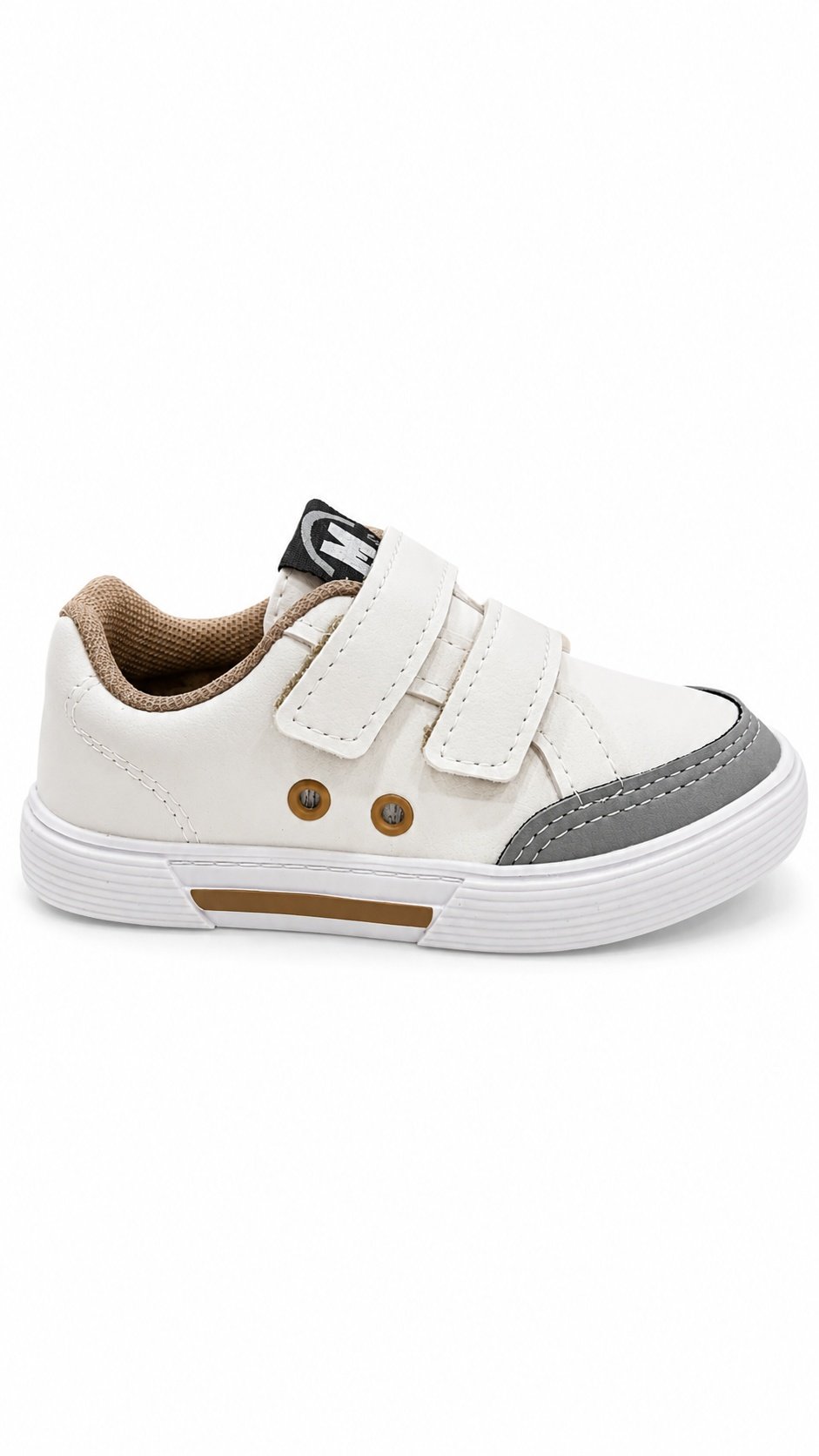 Molekinho Tenis Infantil Branco Cinza Ajuste Velcro  Branco/Cinza 3