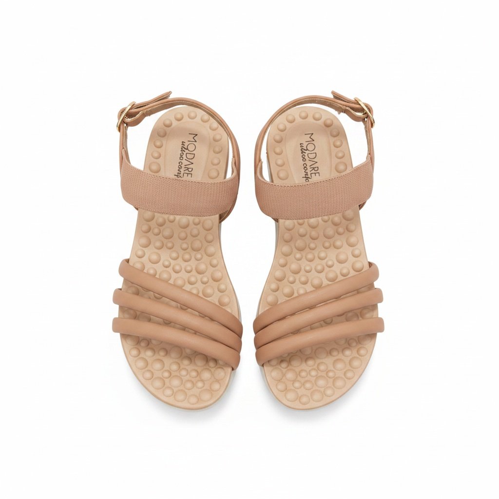 Sandalia Modare Plataforma Nude Ajuste Elastico Macia Bege 3