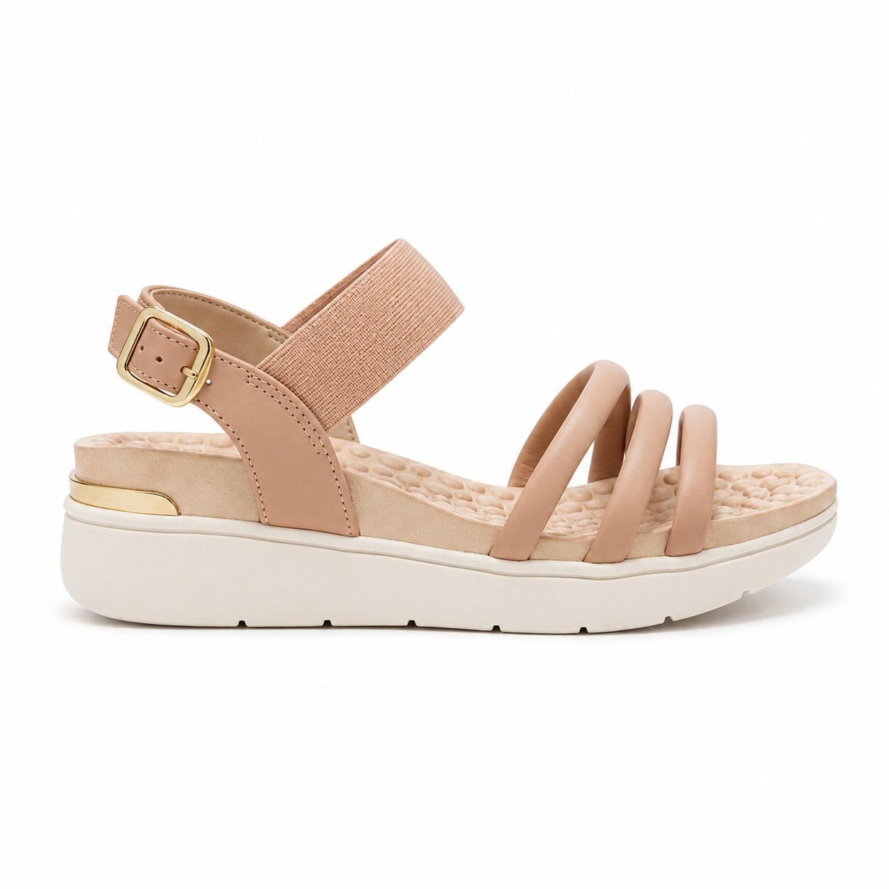 Sandalia Modare Plataforma Nude Ajuste Elastico Macia Bege 4
