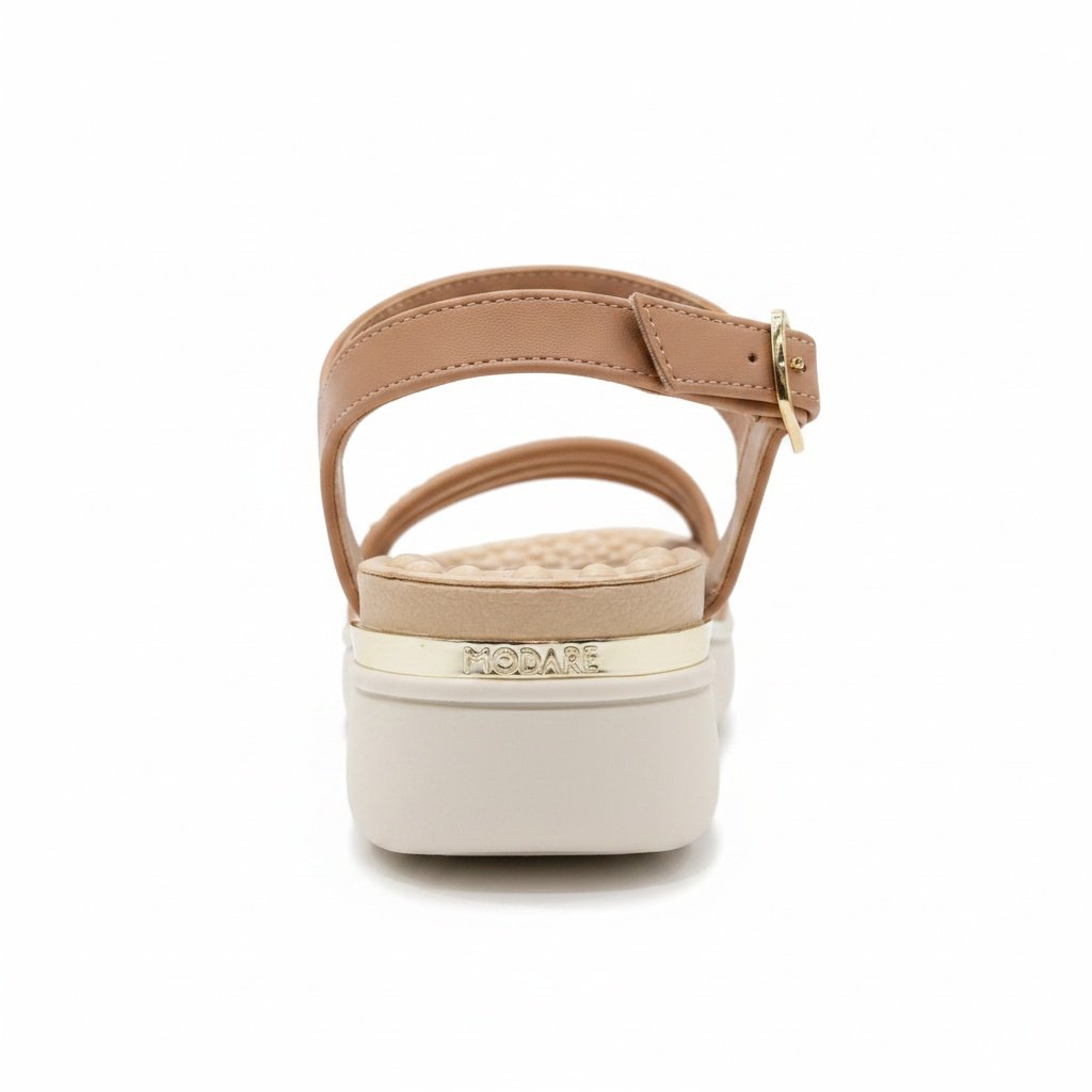 Sandalia Modare Plataforma Nude Ajuste Elastico Macia Bege 5