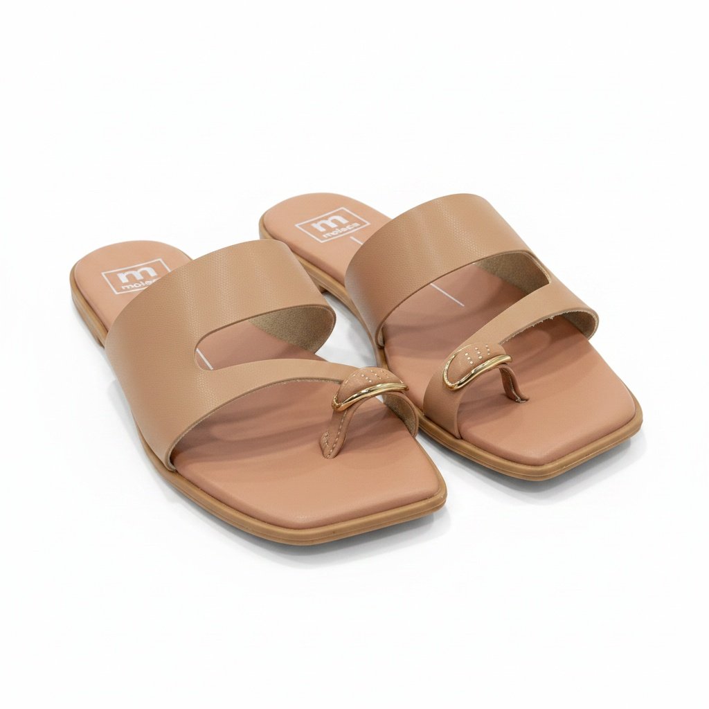 Moleca Rasteira Nude Bico Quadrado Feminino Bege 3