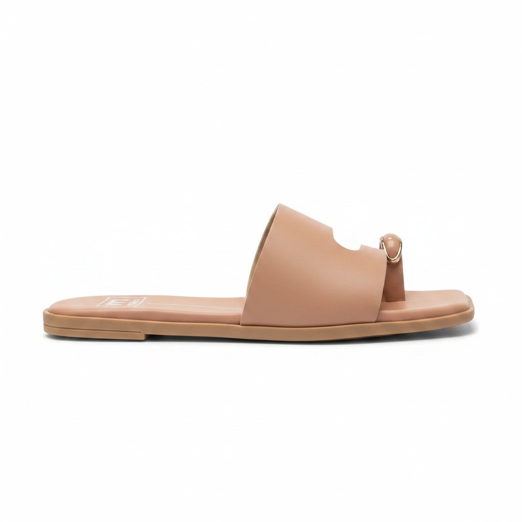 Moleca Rasteira Nude Bico Quadrado Feminino Bege 4