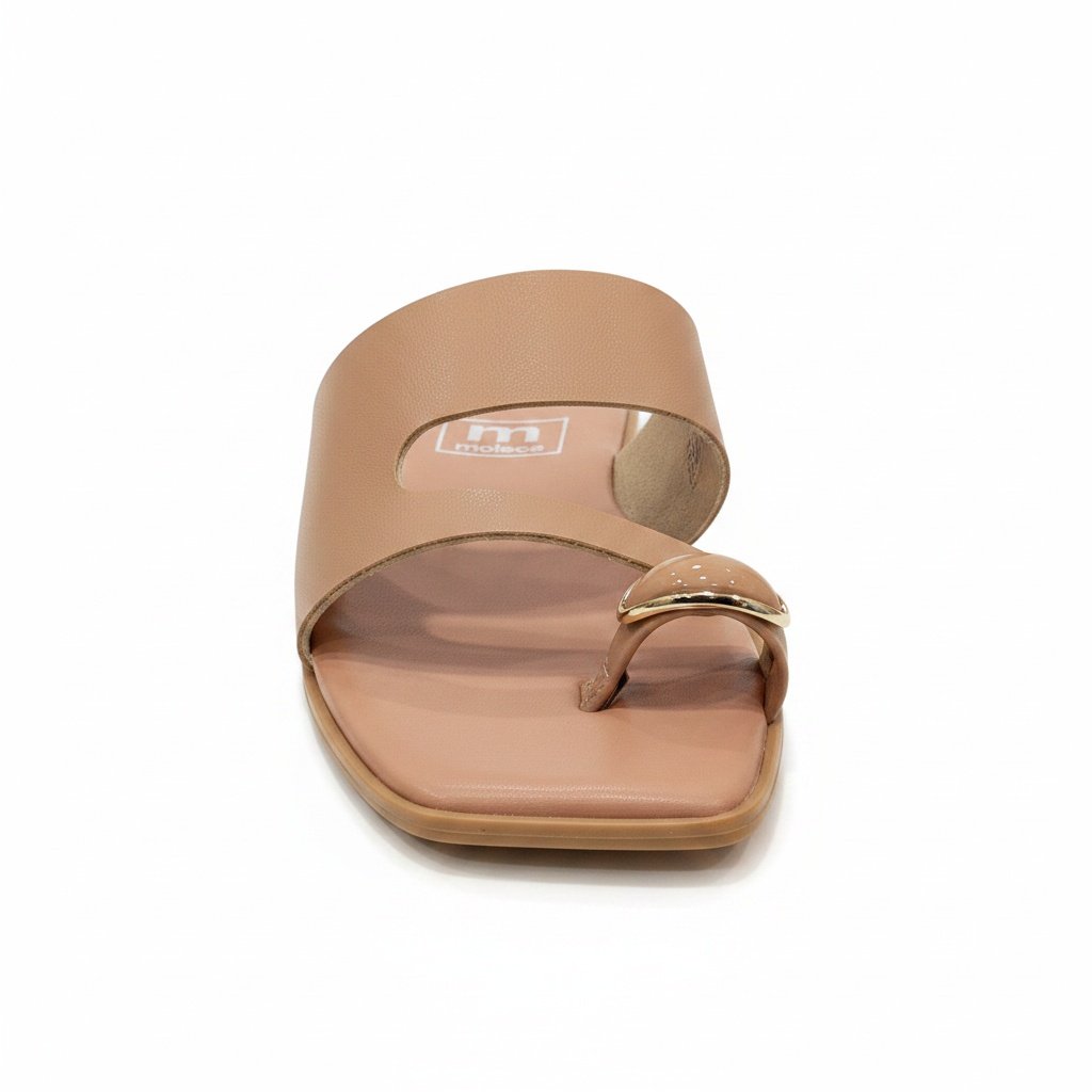 Moleca Rasteira Nude Bico Quadrado Feminino Bege 5