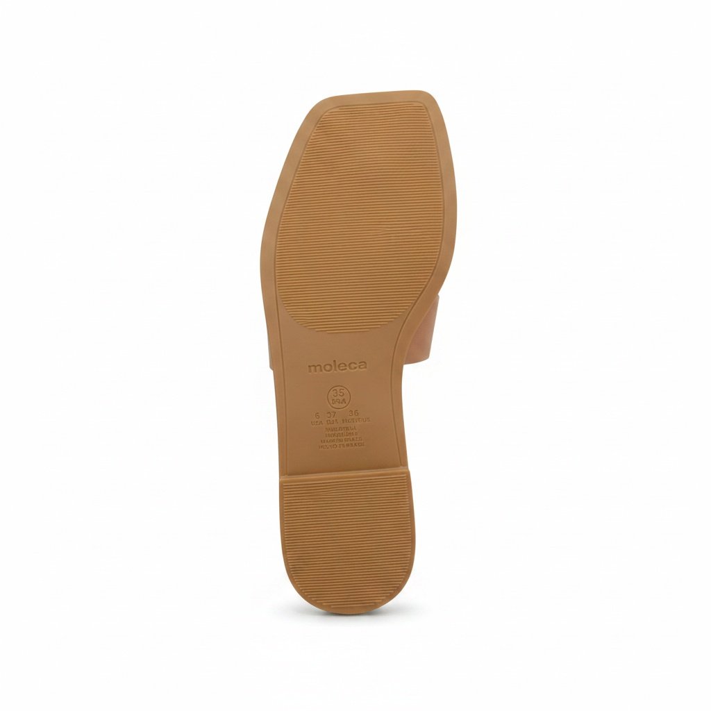 Moleca Rasteira Nude Bico Quadrado Feminino Bege 6