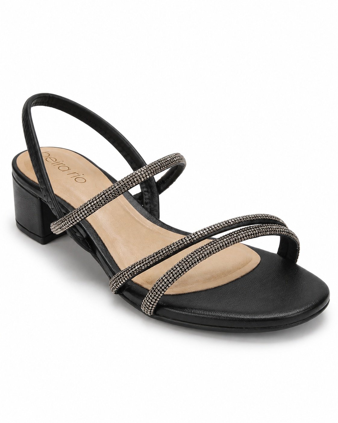 Sandalia Beira Rio Salto Bloco Estilo Casual Strass Preto