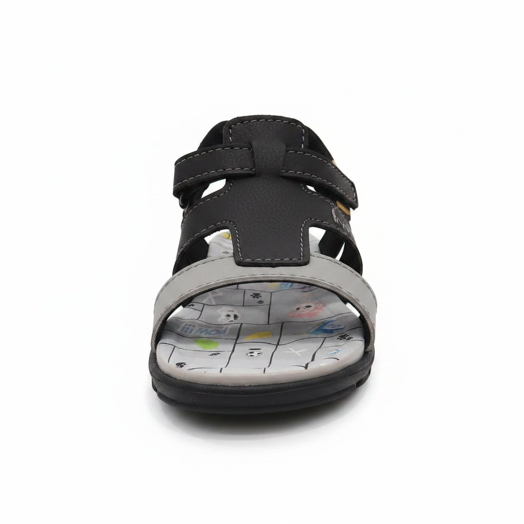 Molekinho Sandalia Infantil Velcro Preto Cinza Leveza Ativa Preto/Cinza 3