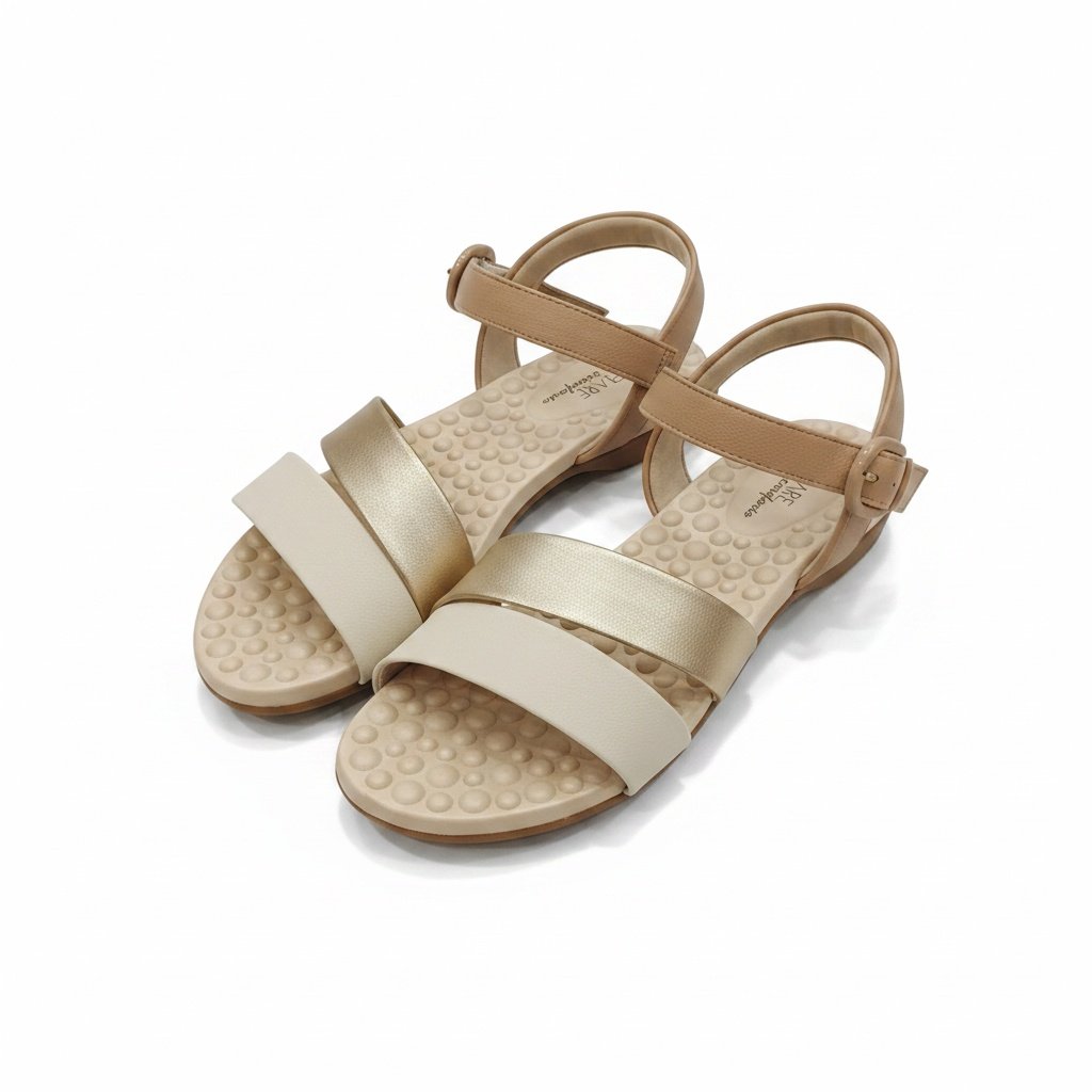 Modare Sandalia Nude Dourado Creme Tiras Finas Leve Bege 5