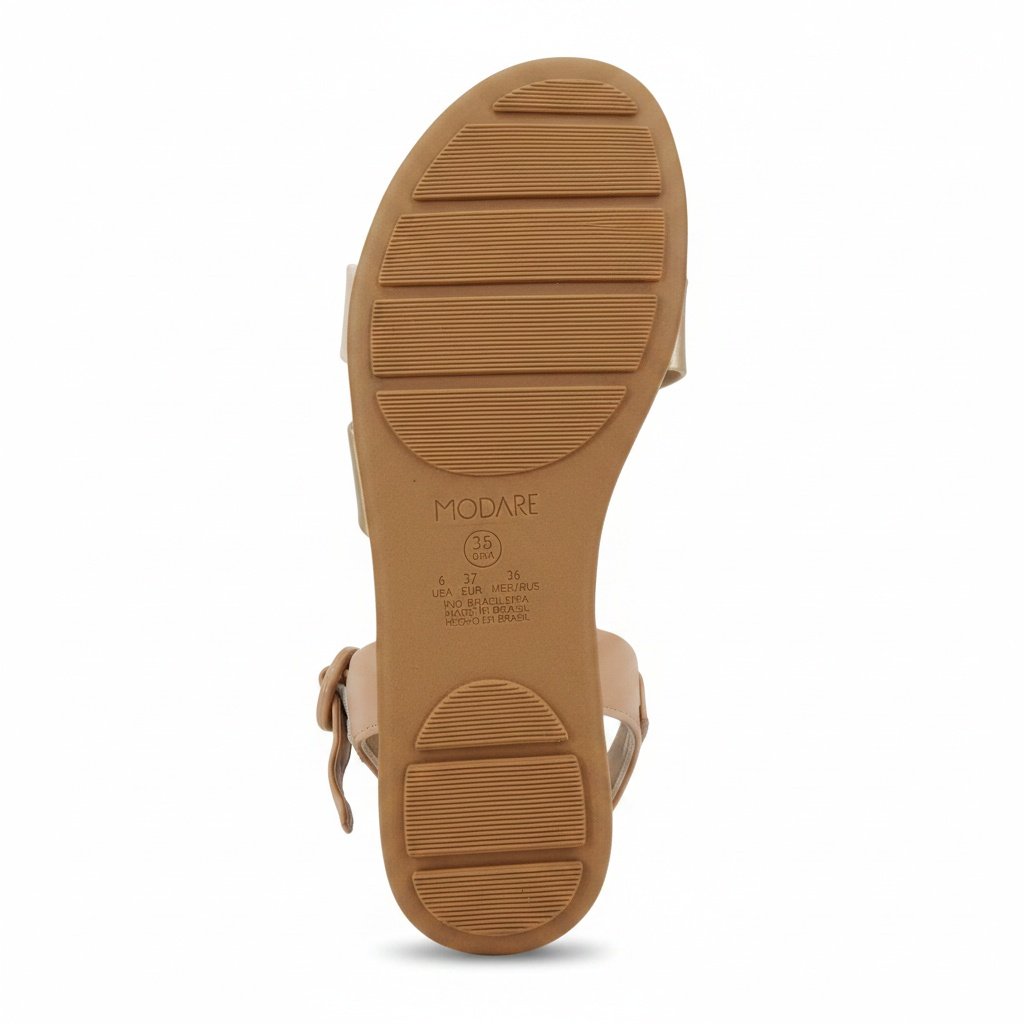 Modare Sandalia Nude Dourado Creme Tiras Finas Leve Bege 6