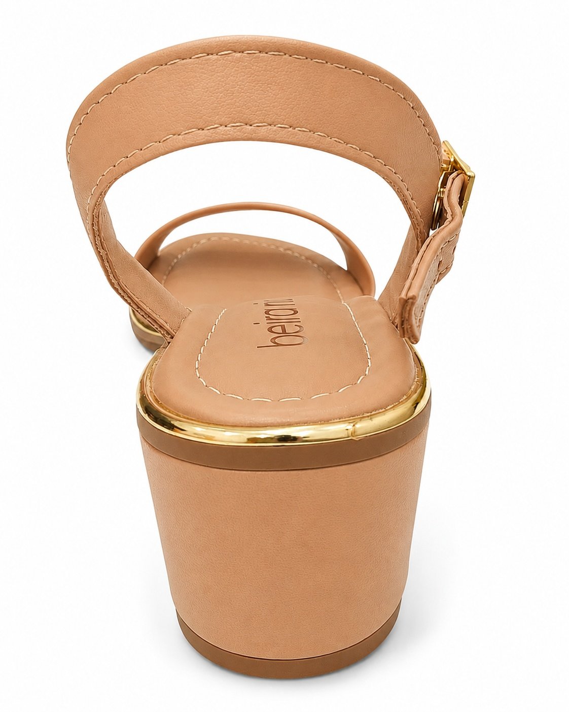 Sandalia Beira Rio Salto Bloco Tan Elegancia Feminino Casual Marrom 5