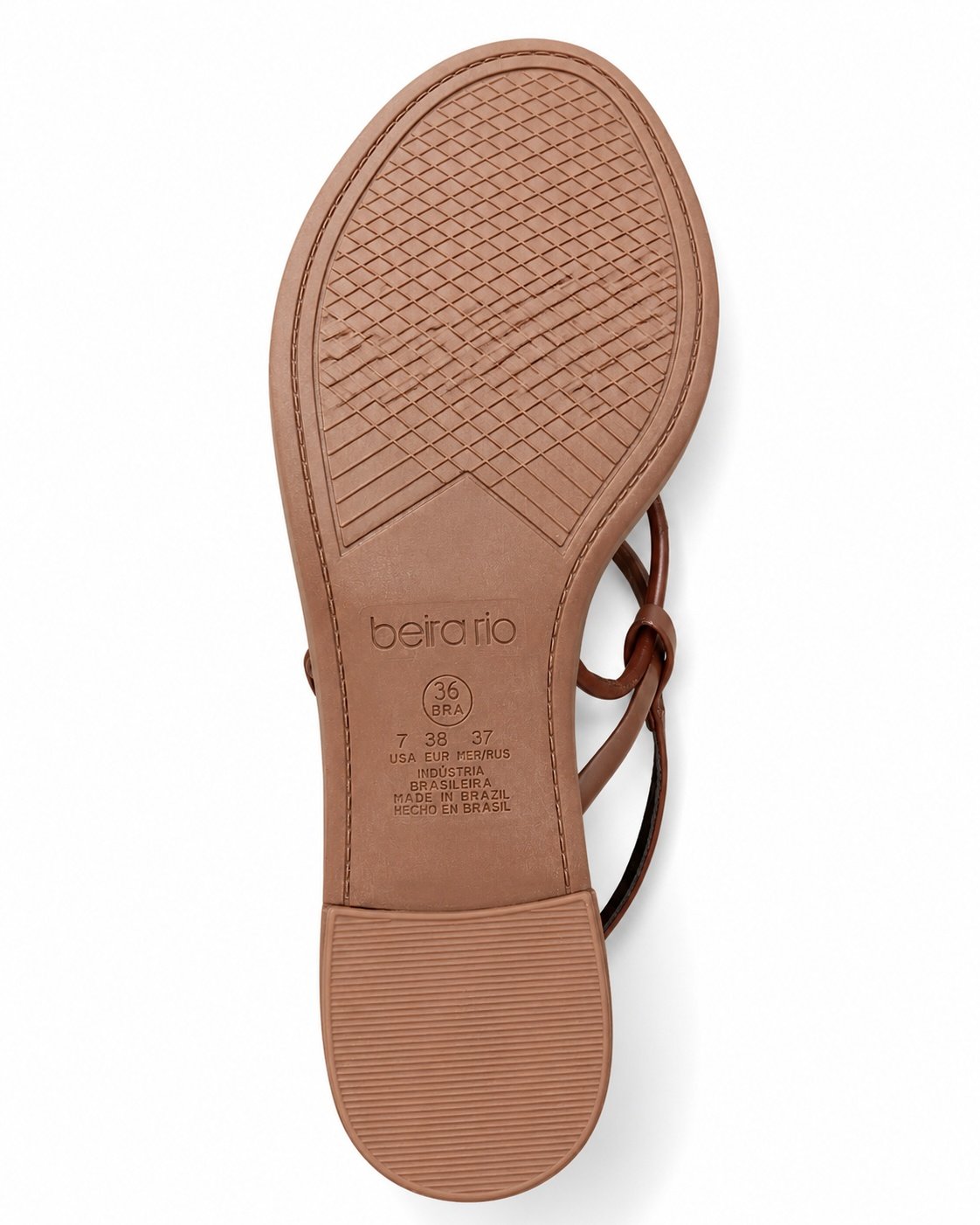 Sandalia Beira Rio Conhaque Napa Toque Macio Casual Marrom 6