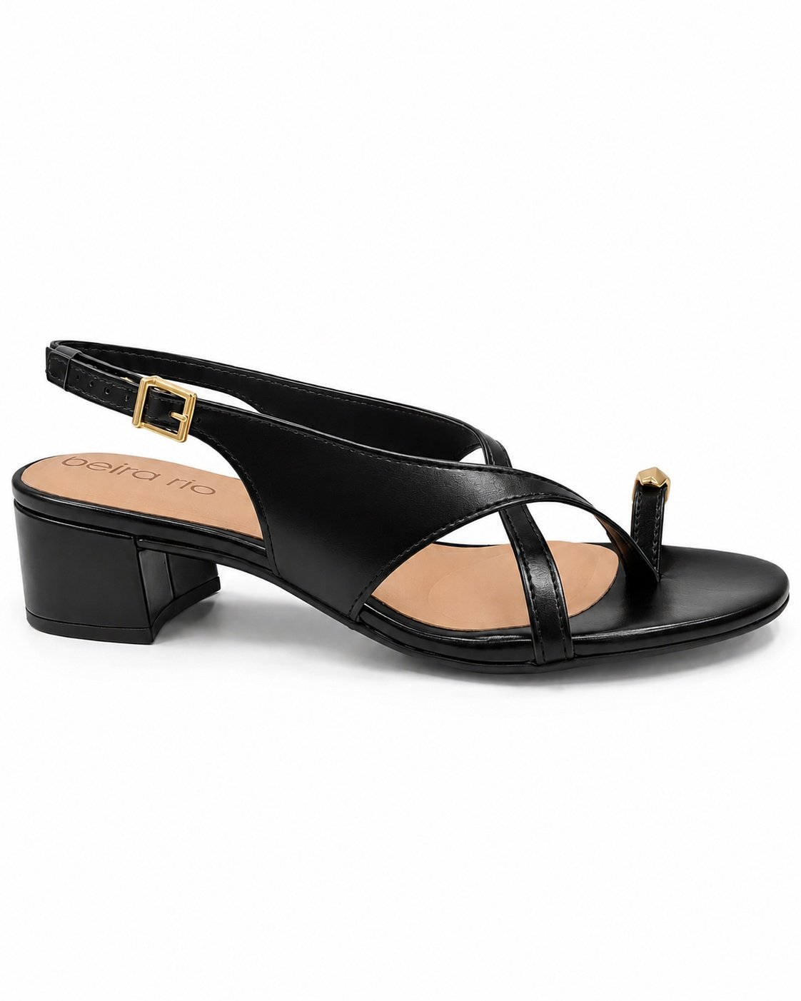 Sandalia Beira Rio Salto Bloco Casual Preta Preto 4