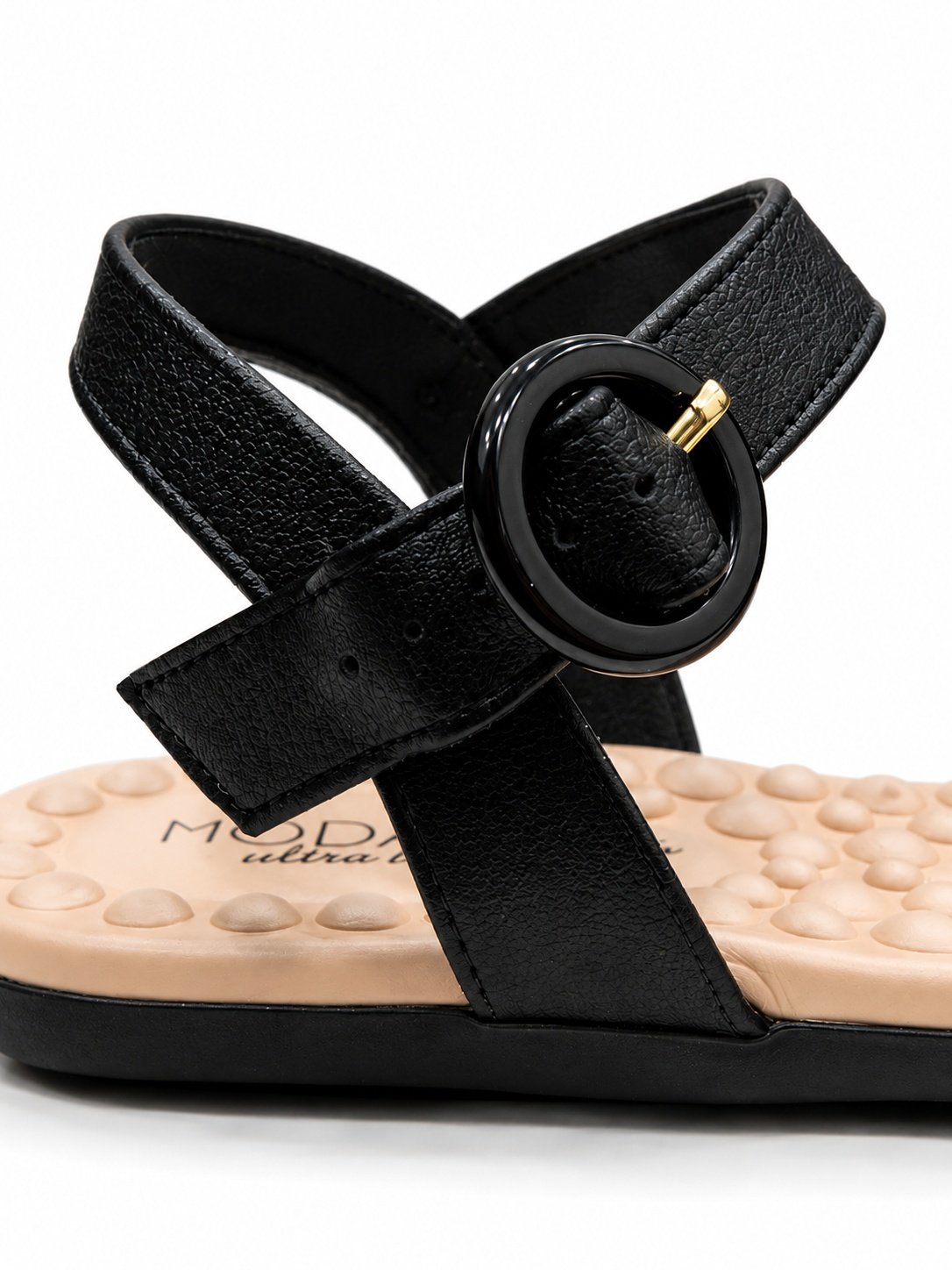 Sandalia Modare Rasteira Conforto Supremo Preto Dourado Preto/Dourado 3