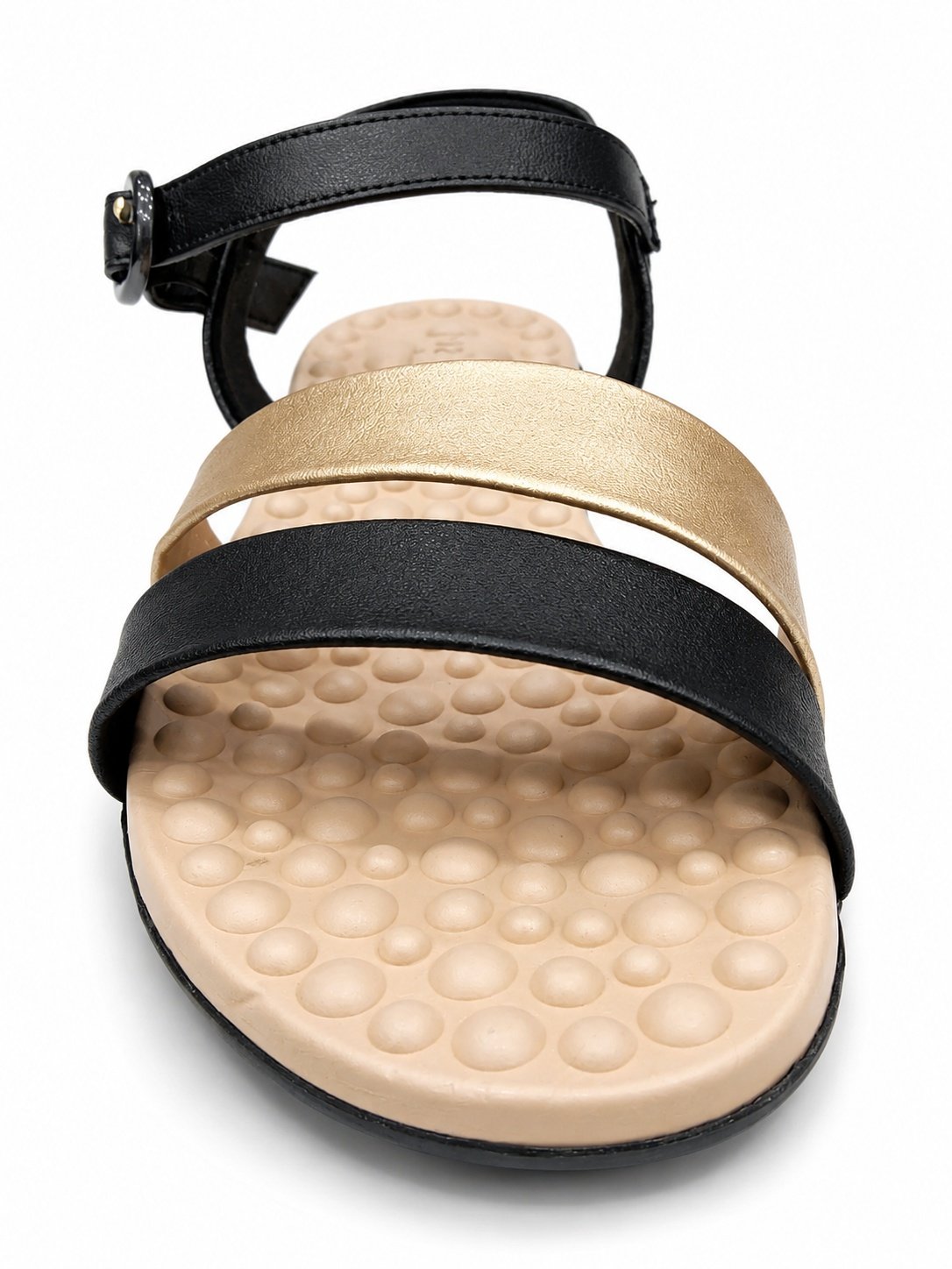 Sandalia Modare Rasteira Conforto Supremo Preto Dourado Preto/Dourado 4
