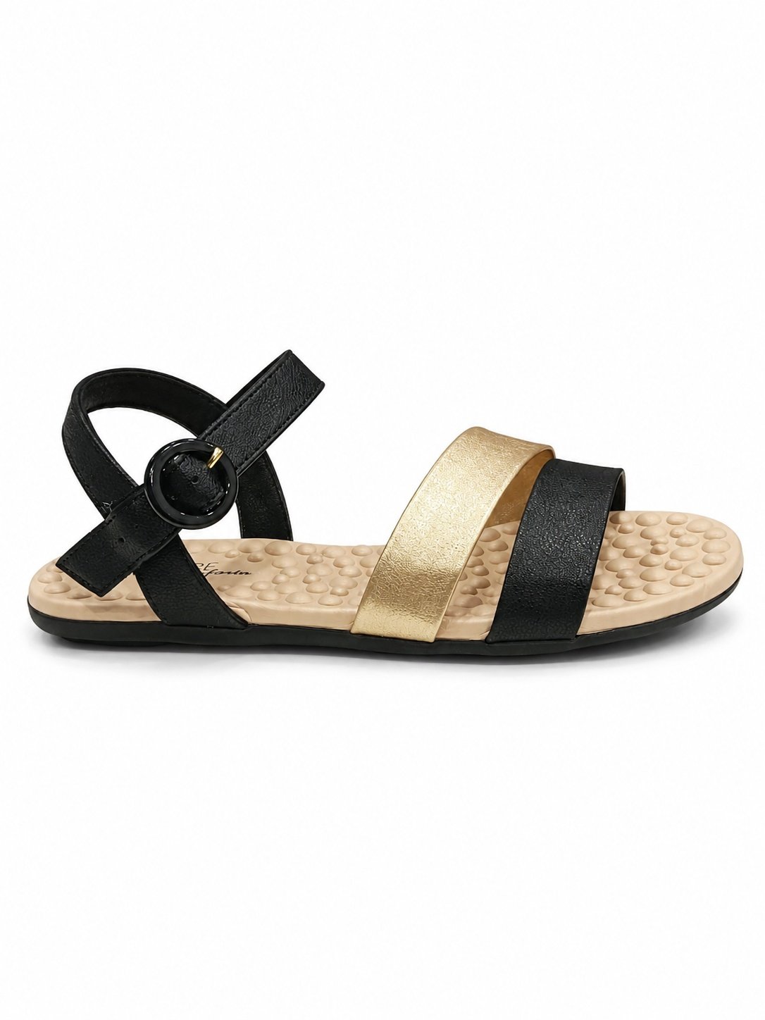 Sandalia Modare Rasteira Conforto Supremo Preto Dourado Preto/Dourado 5
