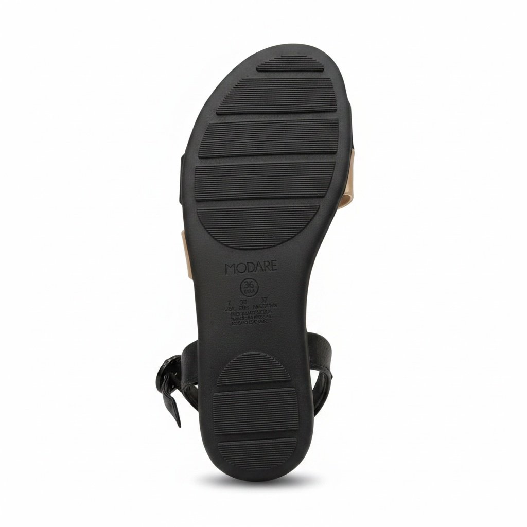Sandalia Modare Rasteira Conforto Supremo Preto Dourado Preto/Dourado 6