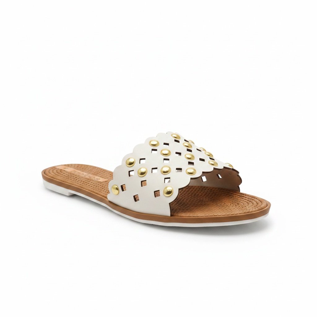 Beira Rio Rasteira Branco Off White Perolas Versatil 