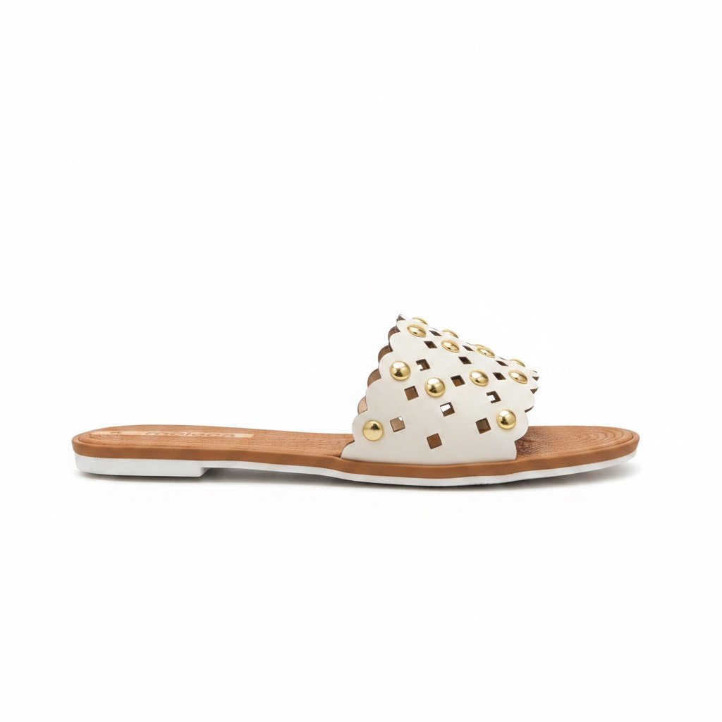 Beira Rio Rasteira Branco Off White Perolas Versatil Branco 4