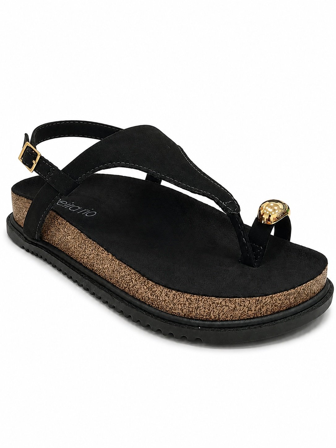 Sandalia Beira Rio Nobuk Elegante Feminino Toque Dourado
