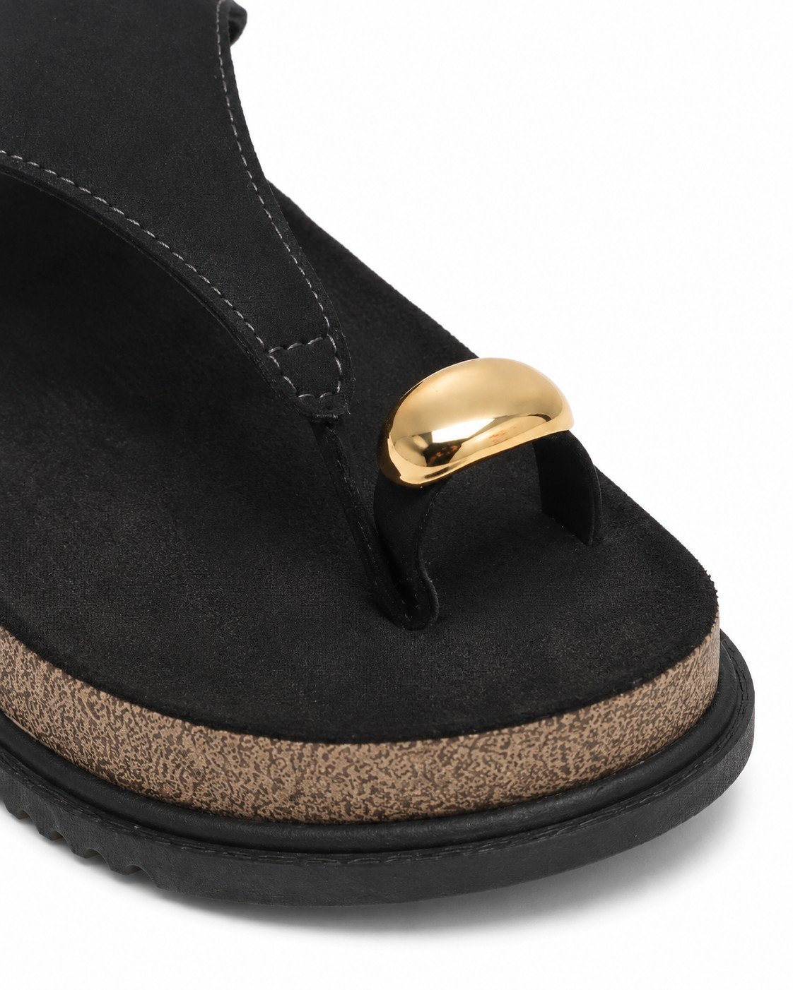 Sandalia Beira Rio Nobuk Elegante Feminino Toque Dourado Preto 6
