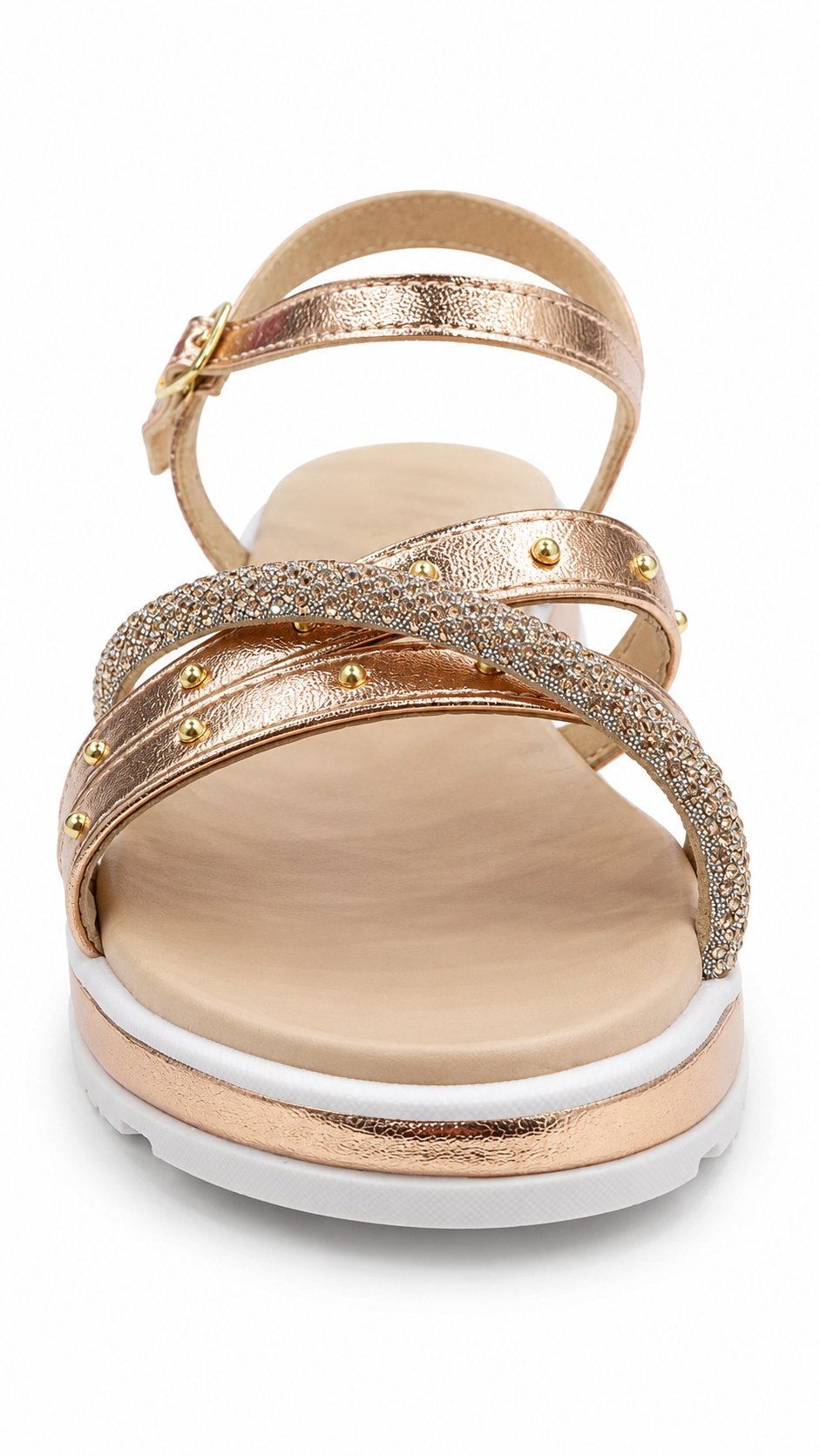 Sandalia Molekinha Tiras Infantil Ouro Rosado Brilho   Dourado/Branco 3