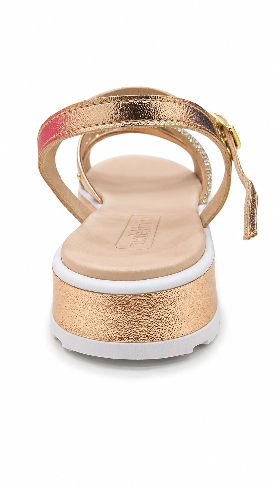 Sandalia Molekinha Tiras Infantil Ouro Rosado Brilho   Dourado/Branco 5