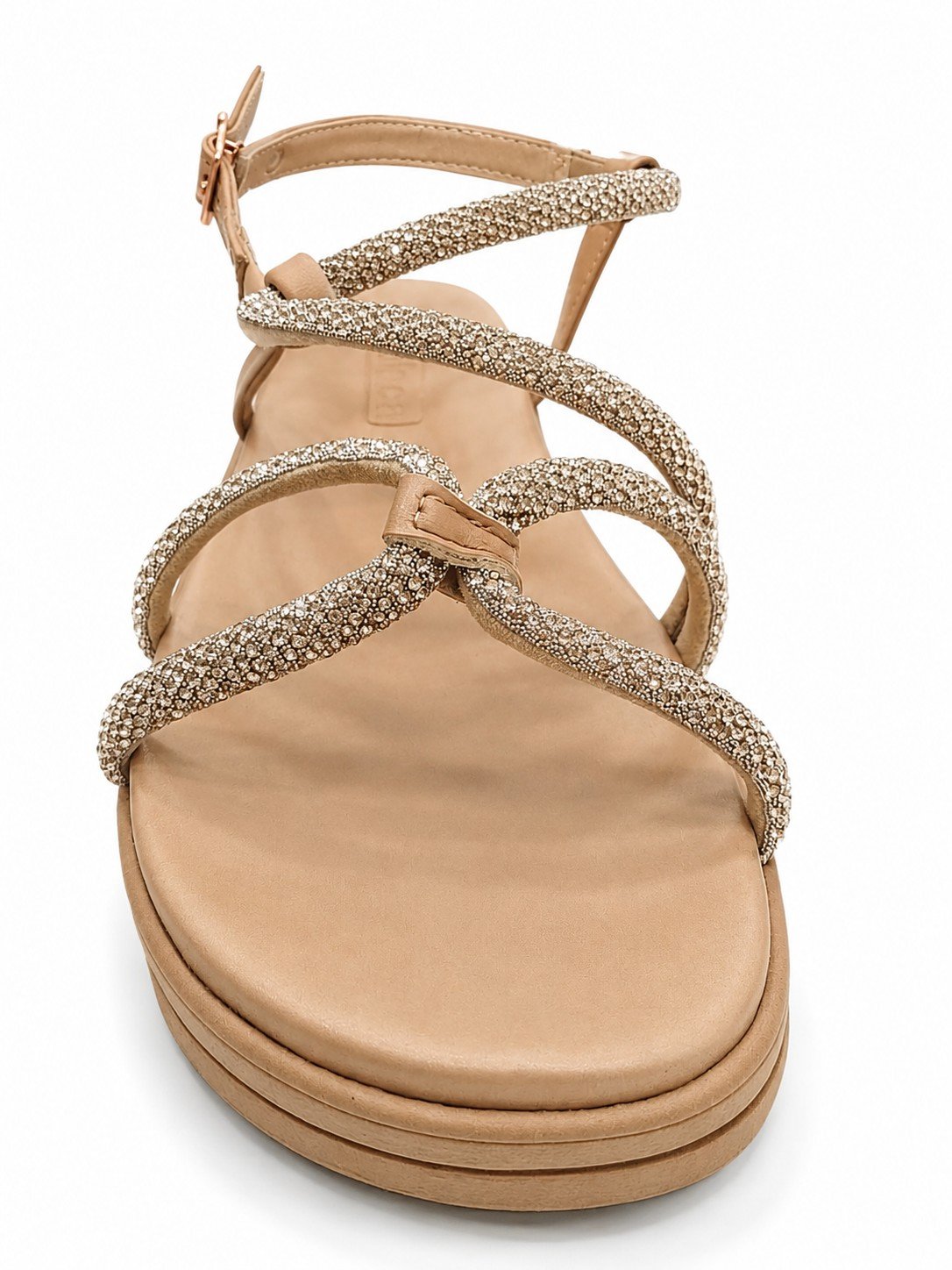 Sandalia Moleca Plataforma Ouro Rosado Tiras Trancadas Brilho Dourado/Branco 3